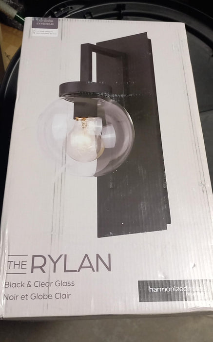 Canarm RYLAN 1-Light Black Outdoor Wall Sconce with Clear Glass Shade (New)