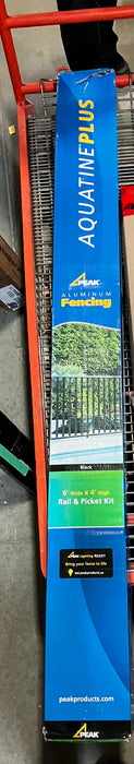 Peak AquatinePLUS Pool Fencing 6' x 4' Aluminum Metal Rail and Picket Kit for Pool Fencing Black (New)