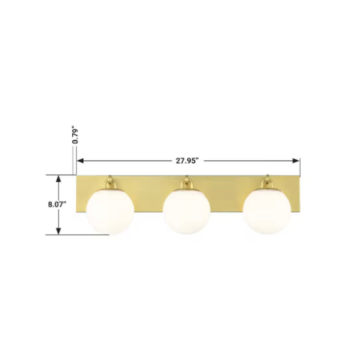 Brass Globe 3-Light Bathroom Vanity Fixture