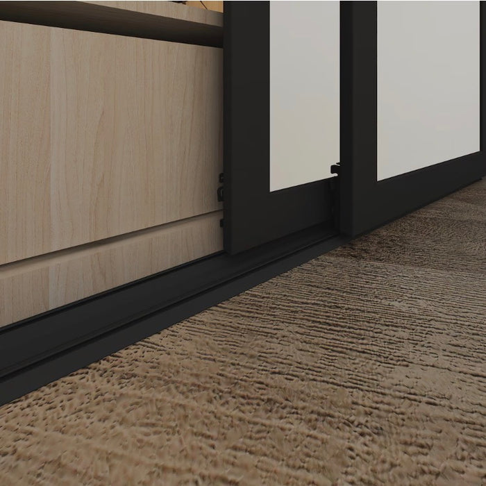 TRUporte 48-inch x 80.5-inch Black Vision Plus 4-Lite MDF Frosted Glass Closet Sliding Door