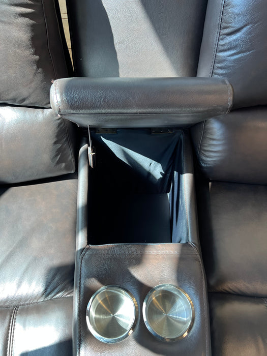 Brown Leather 4 Seater Studded Reclining Couch (new)