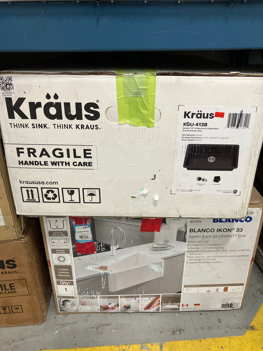 Kraus Undermount Granite Composite 32-inch Single Basin Kitchen Sink Kit in Black