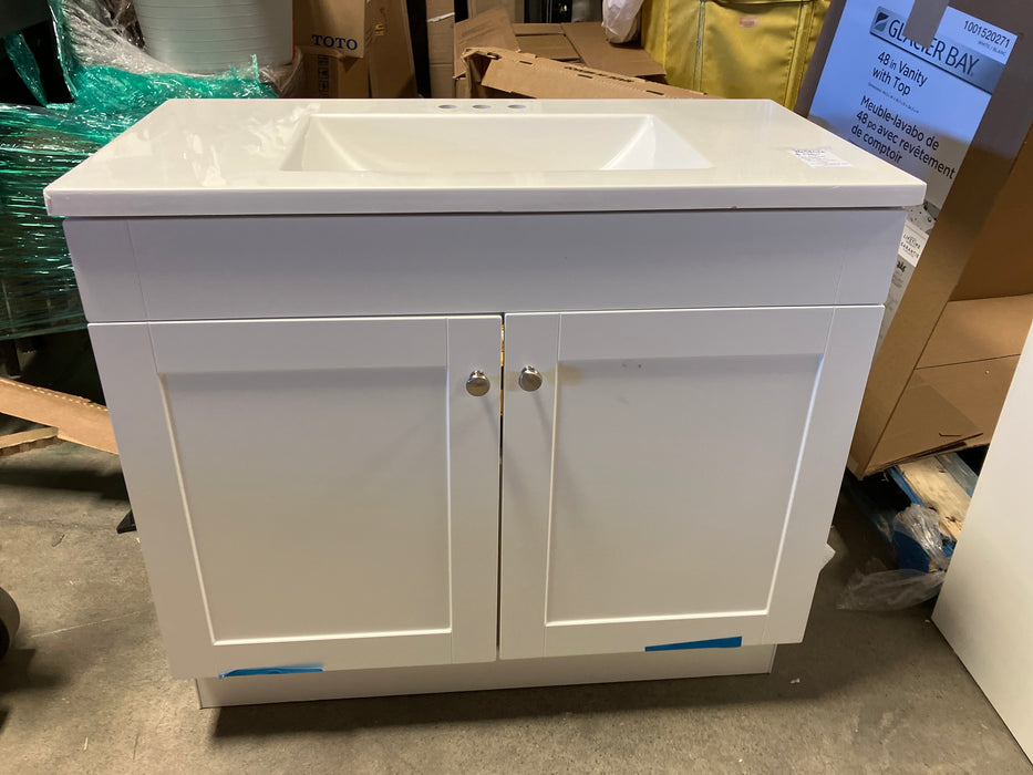 Addison 36-inch W Bathroom Vanity in White With Cultured Marble Sink Top