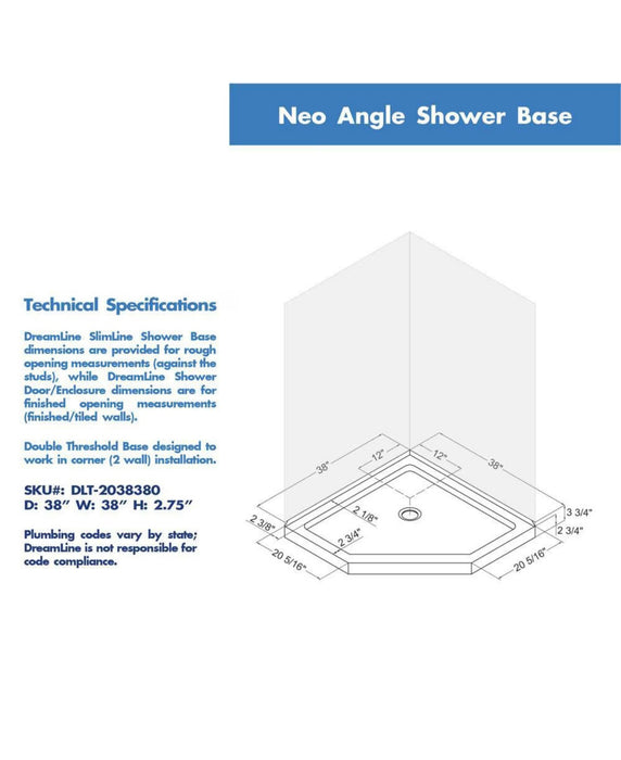 Angle Acrylic Corner Shower Base