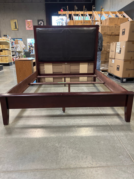 Wood and Leather Queen Bedframe