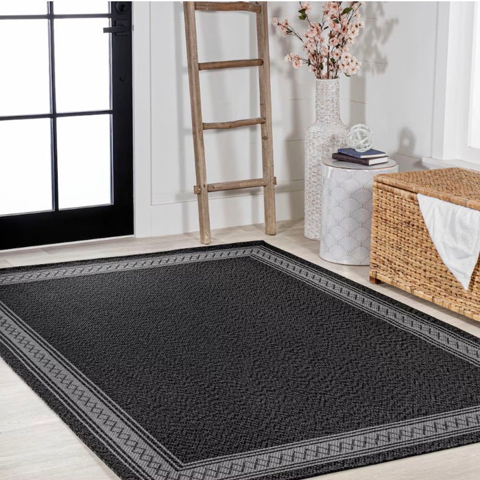 JONATHAN Y Lucia Classic Diamond Border Black/Gray 3 ft. x 5 ft. Indoor/Outdoor Area Rug (new)
