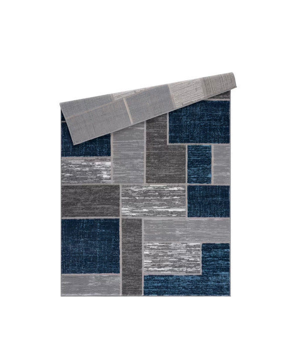 L'Baiet Verena Blue Geometric Indoor Area Rug (new)