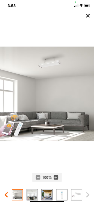 Wexstar Ultra 1000W White Wall/Ceiling Infrared Heater with w/Built-in Thermostat Wi-Fi Smart Phone connection and Remote Control. (New)