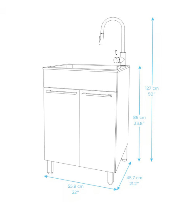 Presenza Compact Stainless Steel Utility Sink with Pull-down Faucet and Storage Cabinet (new)