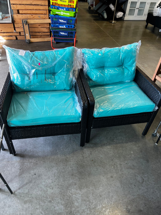 Patiojoy 4 Piece Patio Conversation Set Rattan Wicker Loveseat Sofa Coffee Table & Glass Top (new)