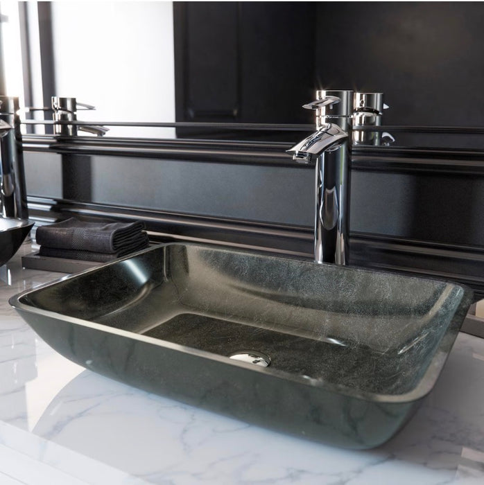 VIGO Donatello 18"L x 13"W x 4"H Onyx Glass Rectangular Vessel Bathroom Sink in Gray (new)