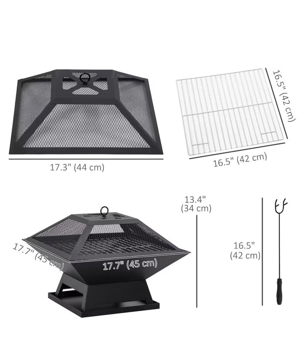 Outsunny Outdoor patio Fire Pit, Wood Burning Firepit with Spark Screen (new)