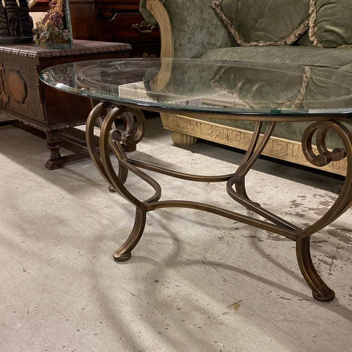 Glass Coffee Table with Metal Legs