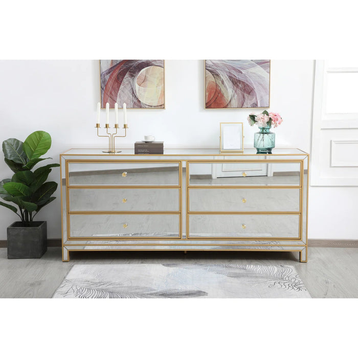 Rotella Mirrored 6 Drawer Double Dresser - Colour Gold - MF73672G