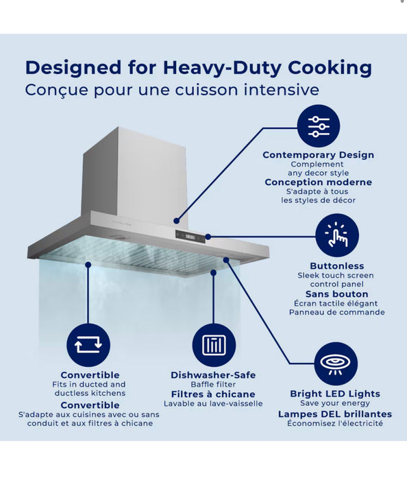 Hauslane 30-in 500-CFM WM-540 Convertible Stainless-Steel Wall-Mounted Range Hood (new)