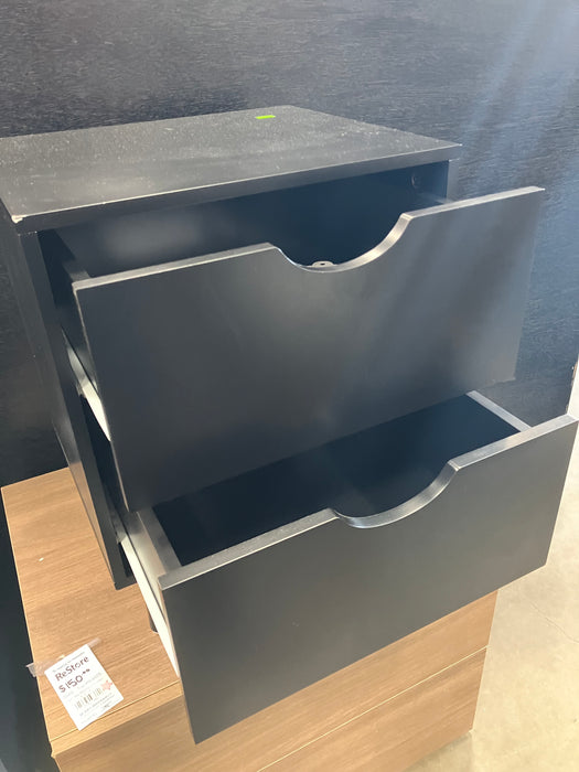 Matte Black 2-Drawer Nightstand