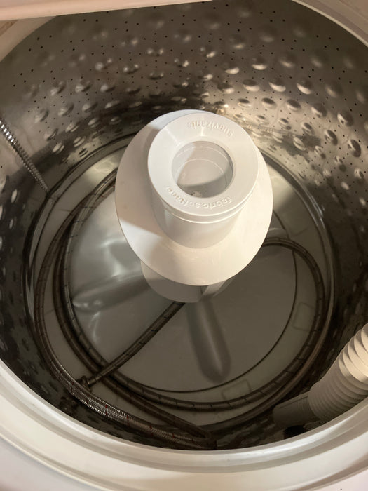 GE 27-Inch 4.4 cu. ft. (IEC) Spacemaker Unitized Apartment Size Stacked Washer and 5.9 cu. ft. Dryer Laundry Centre in White (Used)