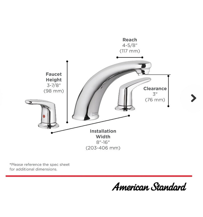 American Standard Colony PRO Bathtub Faucet Trim With Lever Handles for Flash Rough-In Valve T075920.002 (new)