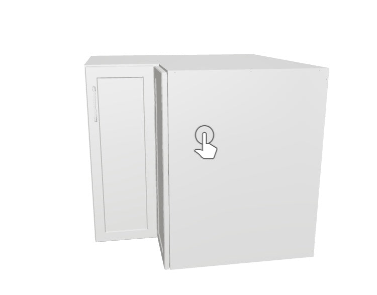 36x36" L Shape Base Corner Cabinet in White (New)