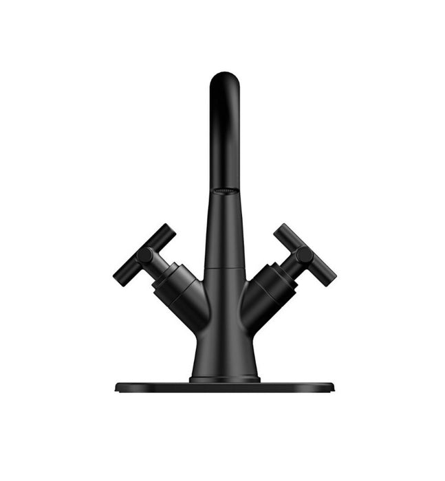 Wilmont Centerset (4-inch) 2-Handle High Arc Bathroom Faucet in Matte Black with Cross Handles