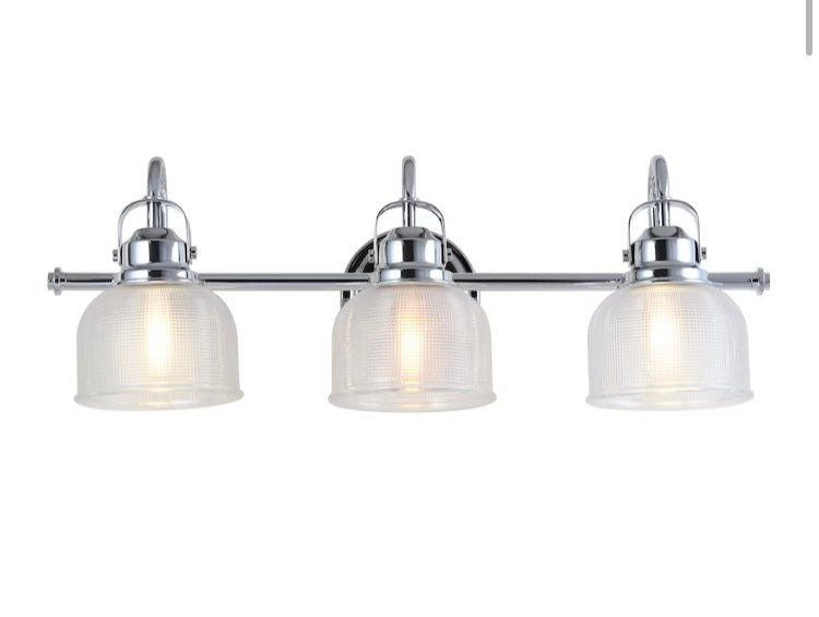 JONATHAN Y Virginia 25.25" 3-light Metal/Glass LED Vanity Light, Chrome
