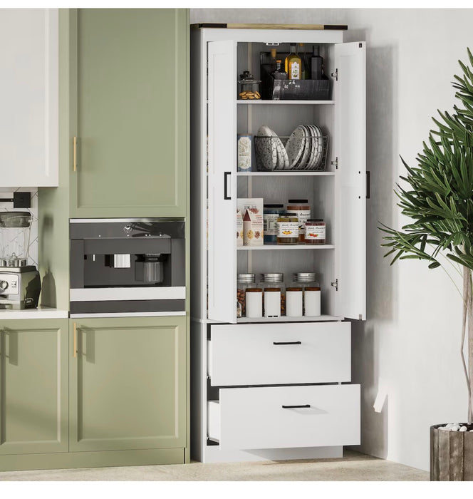HOMCOM 23.6-inch Kitchen Pantry Cabinet with Doors, Cream White (new in box)