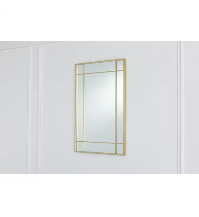 GlucksteinElements Burke 21-inch W x 30-inch H Window Panel Shape Metal Brushed Brass Framed Wall-Mounted Mirror (new)