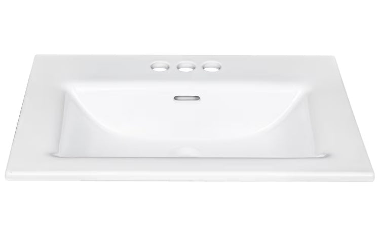 Glacier Bay Rectangular Drop-in Sink with 4 inch Center Drilling in White (New)