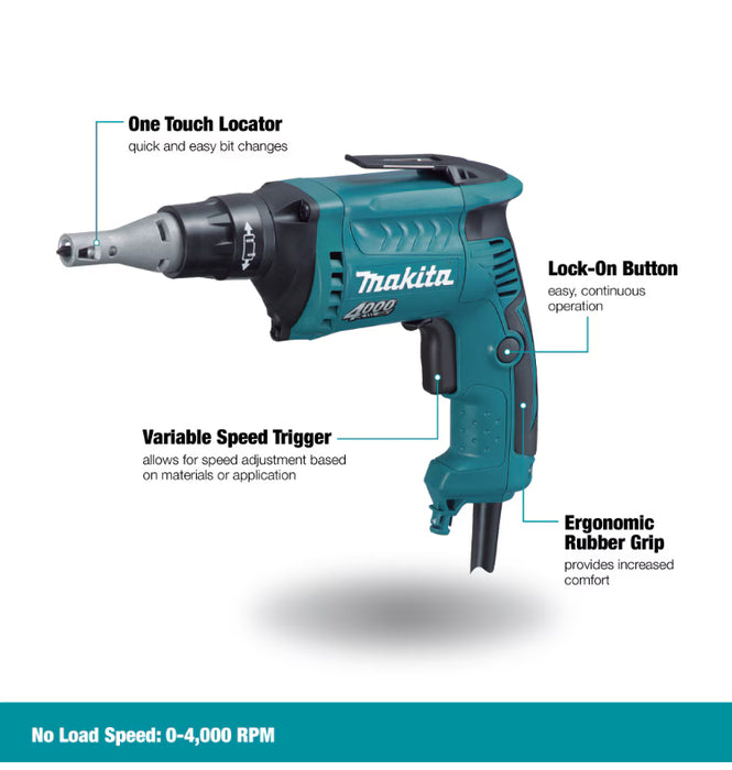 MAKITA 1/4-inch (6-Amp) Variable Speed, Reversible Drywall Screwdriver (120V)