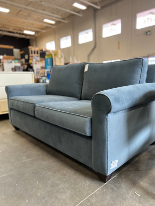 Slate Blue Velvet Sofa