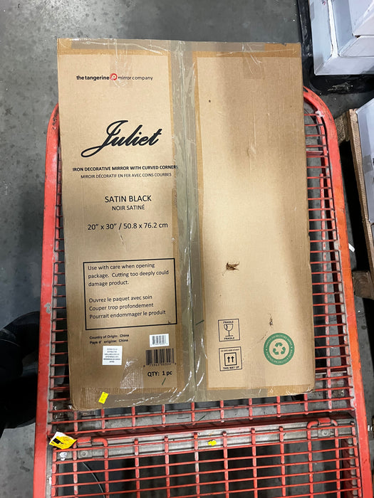 The Tangerine Mirror Company Juliet ,Satin Black Iron Mirror, with Curved Corners -20" x 30"