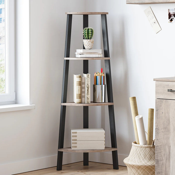 Hadfield 49" H x 19.7" W Steel Corner Bookcase - Colour Rustic Gray - FLR031912RGY