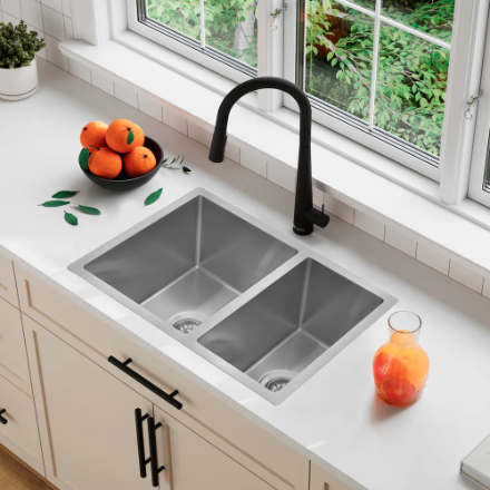 Stylish Dualmount 25 inch Stainless Steel 60/40 Double Bowl Kitchen Sink (New)