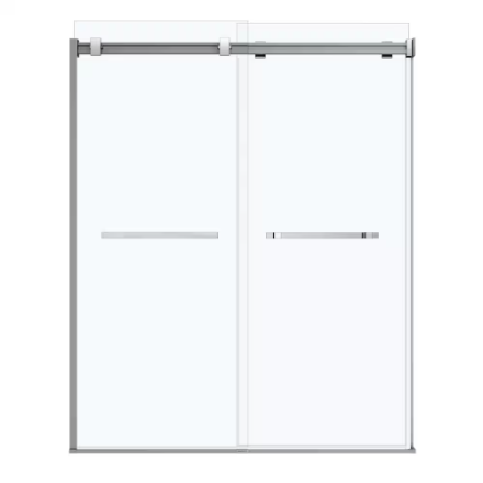 MAAX Duel 56 to 58.5 in. W x 70.5 to 74 in. H Frameless ByPass Sliding Shower Door in Chrome with 8mm Clear Tempered Glass 