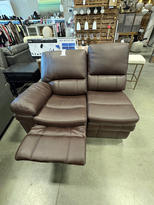 Brown Leather Two Seater Recliner (partial unit) (new)
