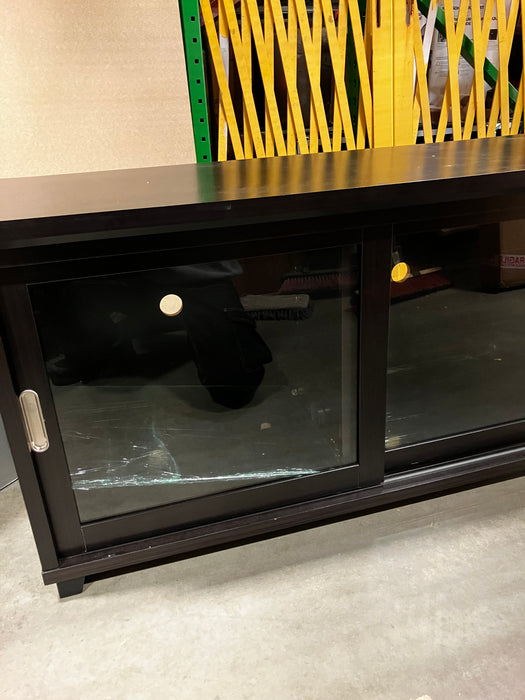 Wood Tv Stand With Sliding Glass Doors (Used)