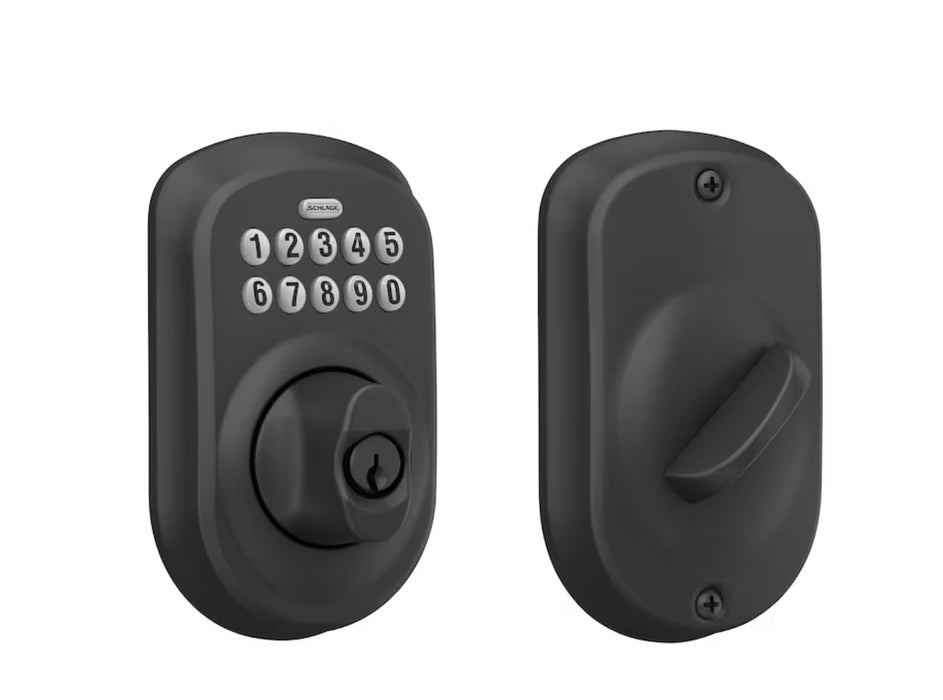 Schlage Plymouth Matte Black Entry Door Keypad Electronic Door Lock Deadbolt Rated AAA