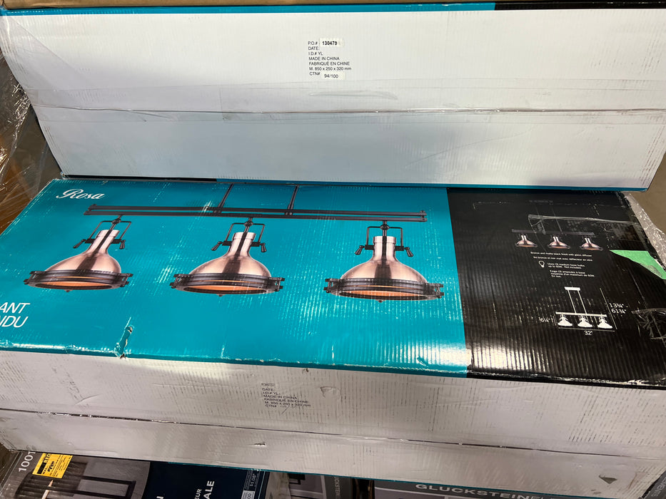 Canarm Rosa 3-Light Rod Pendant in Matte Black/Bronze with Frosted Glass Diffuser  (new)