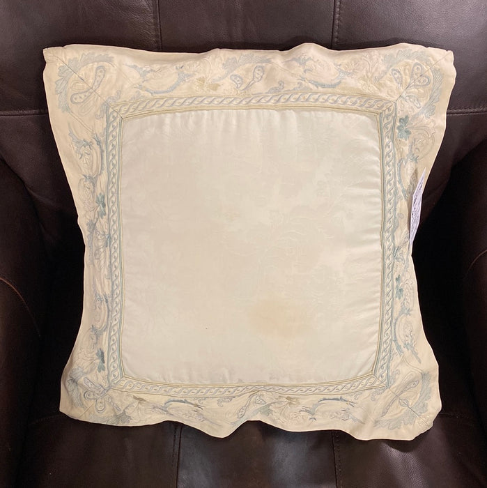 Cream & Blue Embroidered Pillow