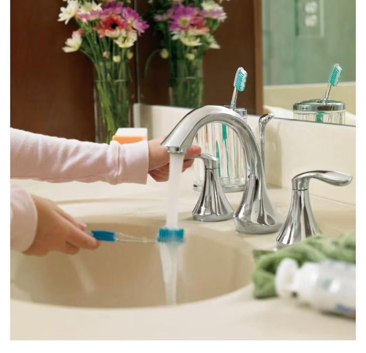 MOEN Eva 2 Handle 8-to-16-inch Widespread Bathroom Sink Faucet/Tap in Chrome (Valve Not Included) New