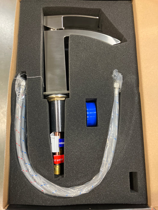 VIGO Satro Single Hole Single-Handle Waterfall Bathroom Faucet in Brushed Nickel (new)