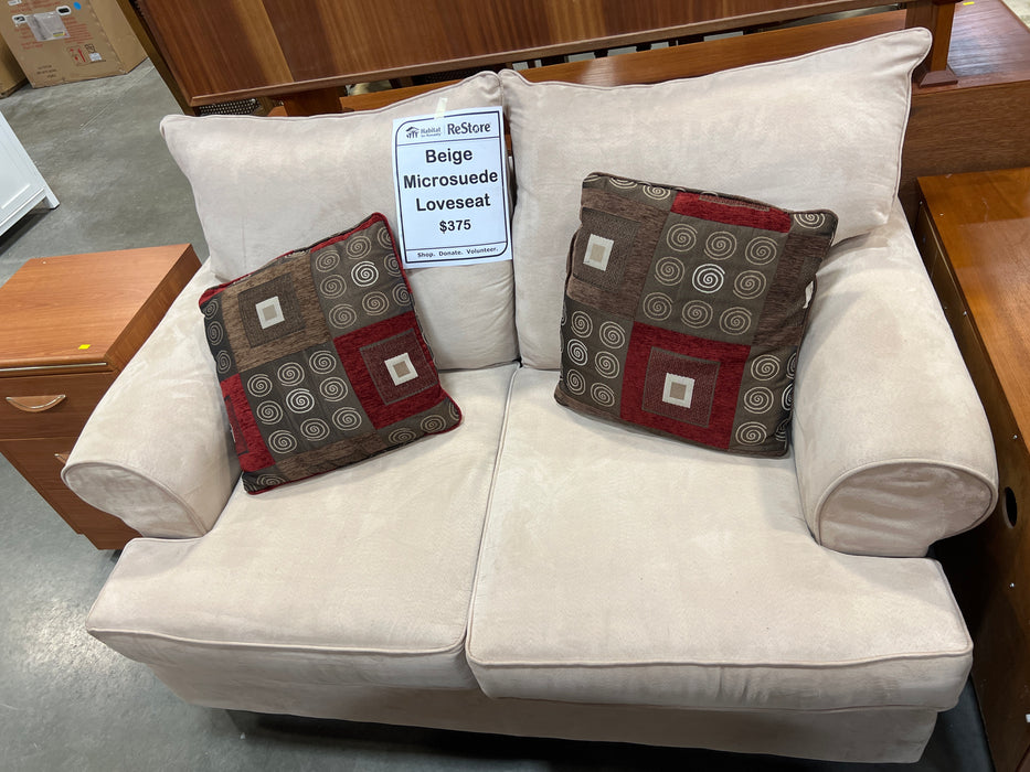 Beige Microsuede Loveseat (used)