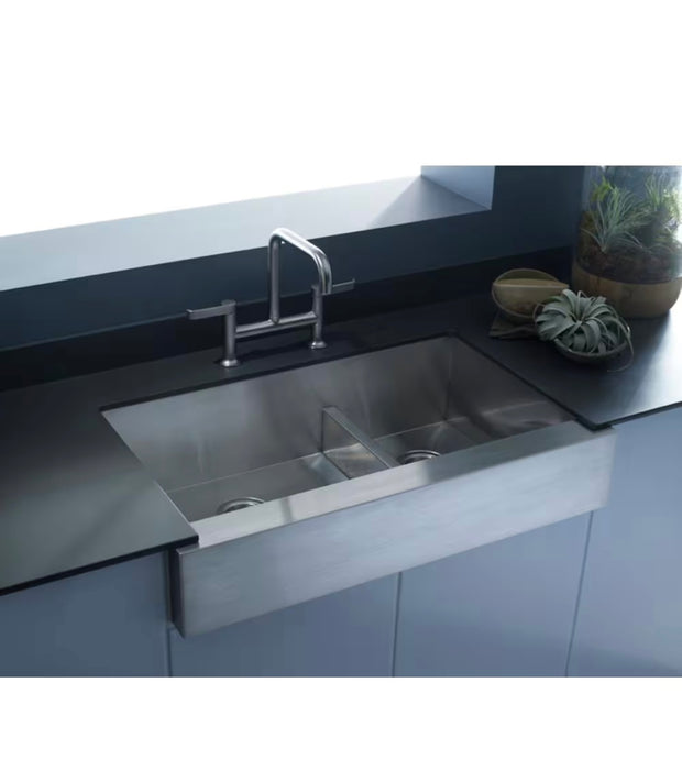 KOHLER Vault Smart Divide Undercounter Stainless Steel 35.5X21.25X9.313 0-Hole Double Bowl Kitchen Sink (new)