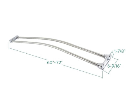 KINGSTON BRASS CCD2178 Adjustable 60" to 72" Double Curved Stainless Steel Shower Curtain Rod, Satin Nickel  (New)