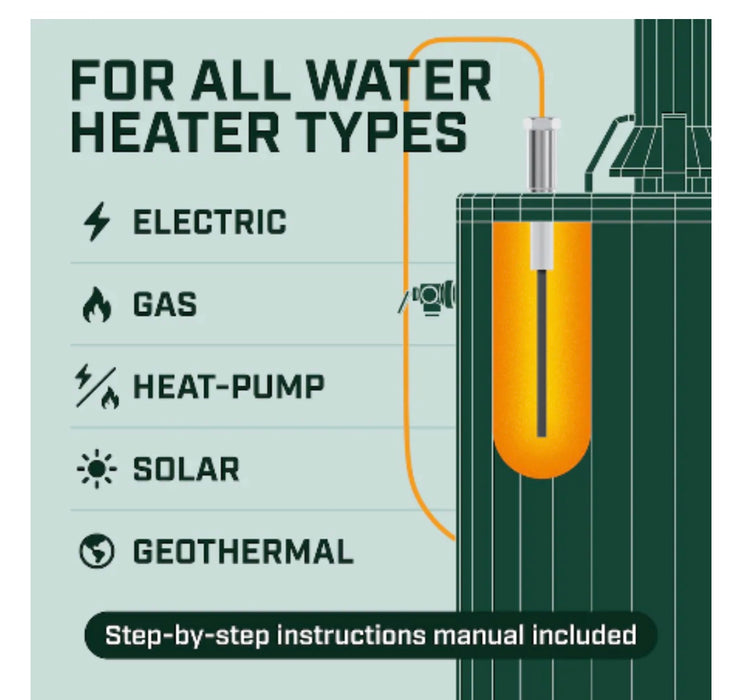 Corro-Protec Powered Anode Rod for 90-120 gallons Water Heaters, Stops Rotten Egg Smell, Corrosion and Limescale (new)