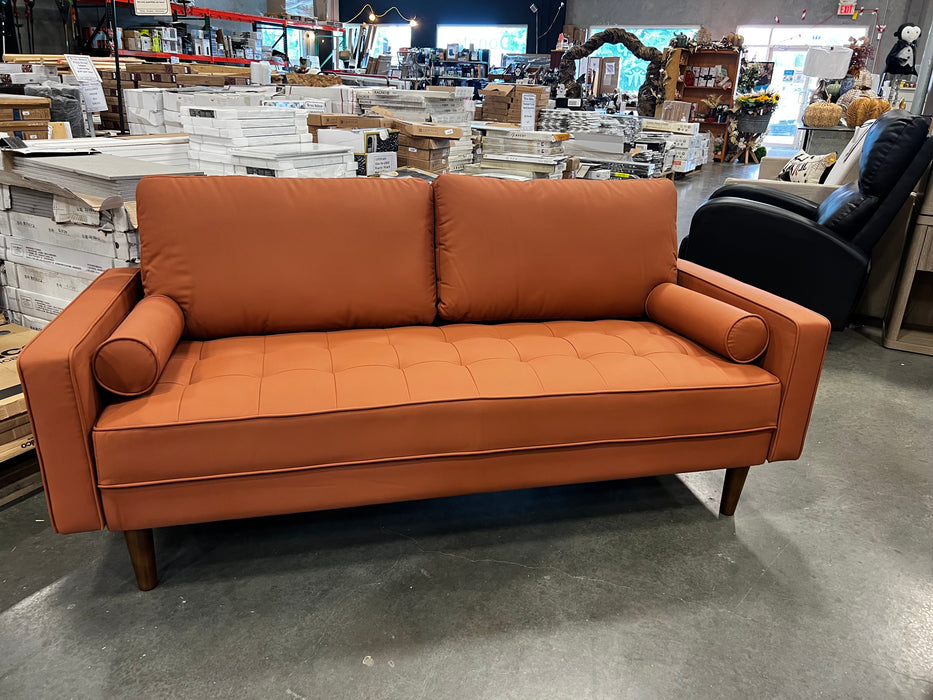 Germania 70" Office Upholstered Leather Square Arm Sofa - Upholstery Colour Orange Brown Faux Leather - SF3321S-BN