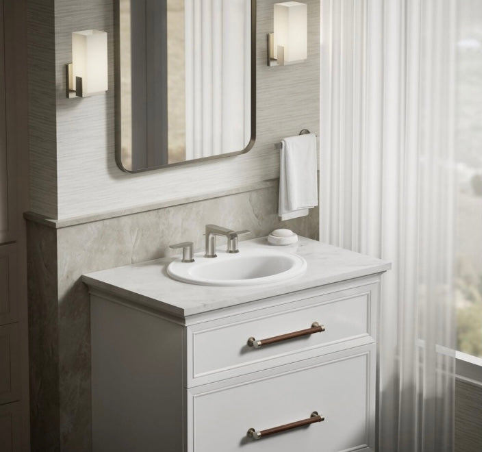 KOHLER Pennington 20-1/4-Inch Oval Drop-In Vitreous China Bathroom Sink in White with Overflow Drain (New)