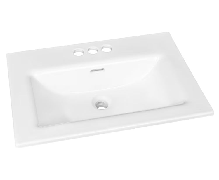 Glacier Bay Rectangular Drop-in Sink with 4 inch Center Drilling in White (New)