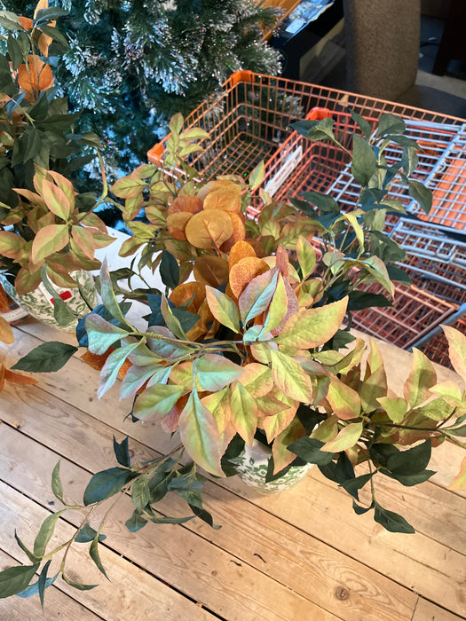 Artificial Autumn Plant in Green Ceramic Vase