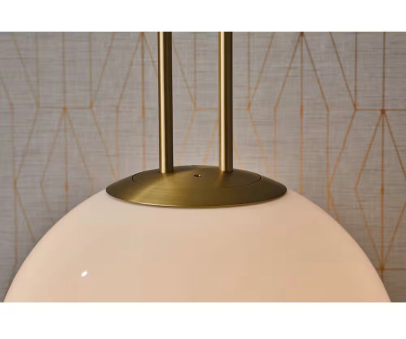 GlucksteinElements Orly 1-Light Brushed Brass Golden Finish with Opal White Globe Frosted Glass Hanging Pendant (new)